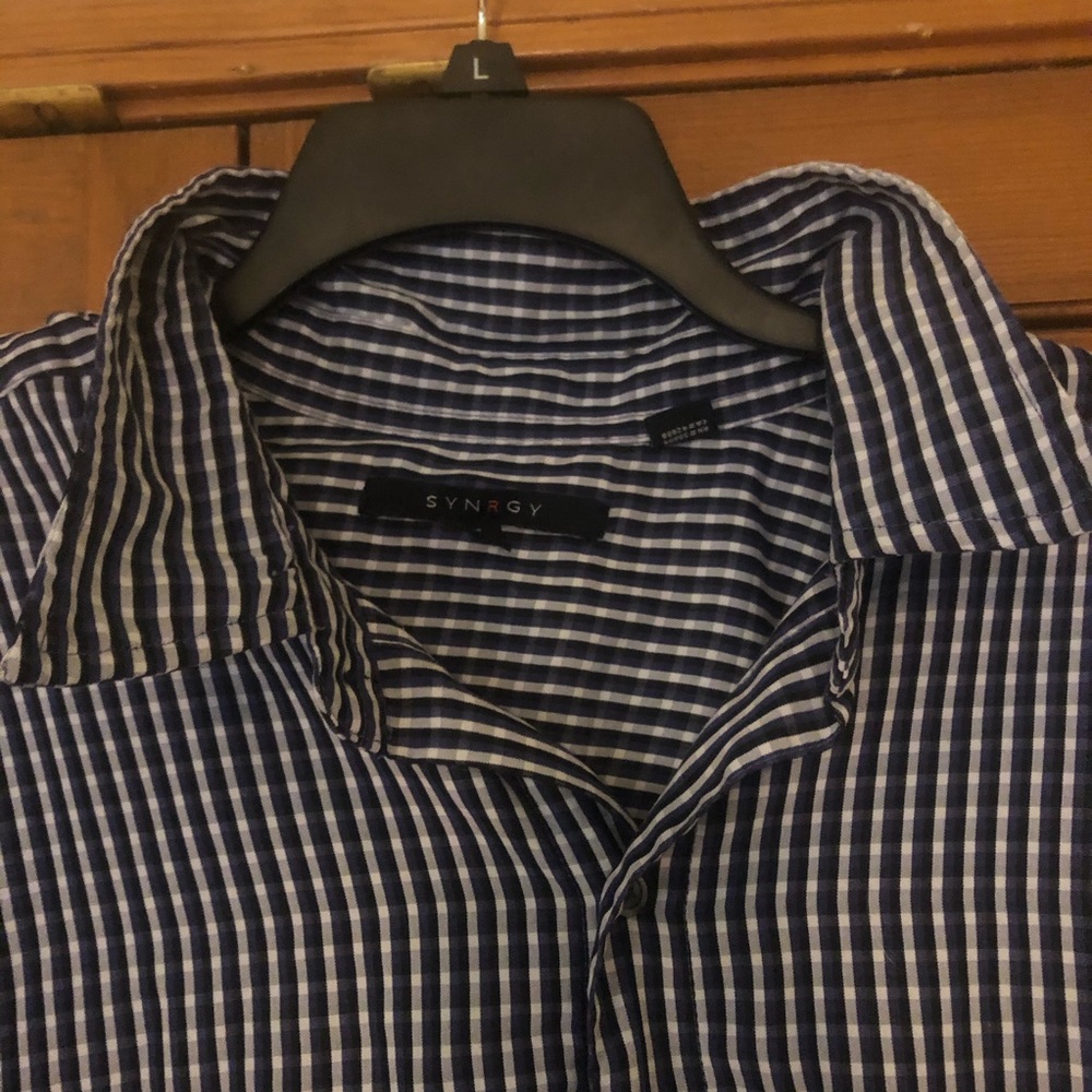 SYNRGY Purple & White Striped Button Down